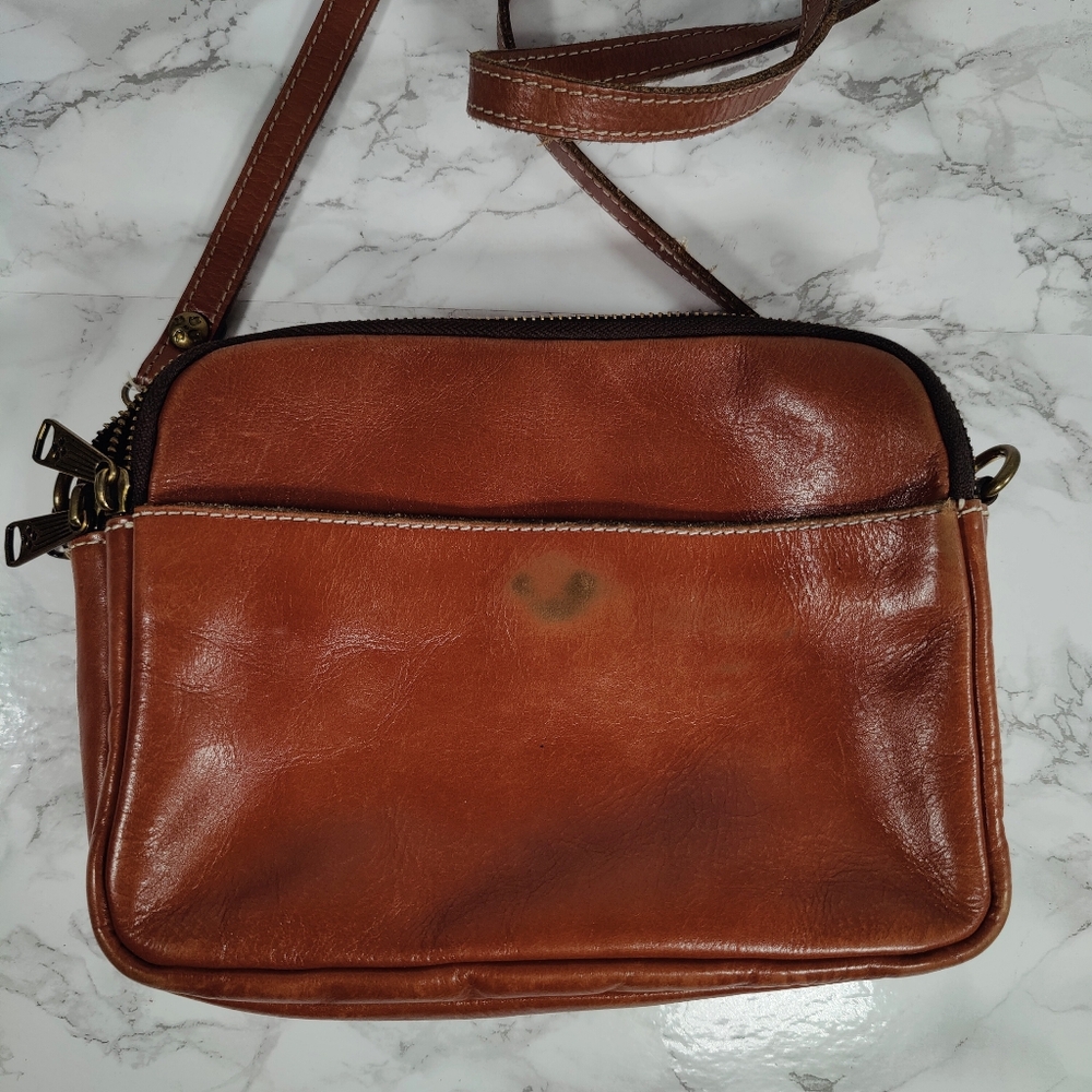Patricia Nash Brown Leather Multi Pocket Crossbody Purse - Picture 2 of 16